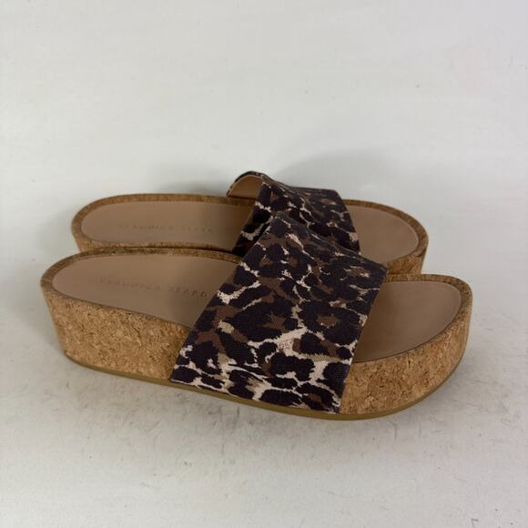 Veronica Beard Dresdyn Platform Slide Women's 7.5 Leopard Print Cork Sandals - Picture 2 of 10